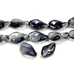 Czech Pressed Glass Bead - Smooth Twisted 13x9MM COATED GREY-CRYSTAL 69011