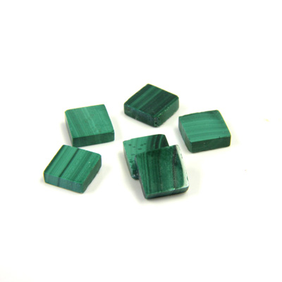 Gemstone Flat Back Flat Top Straight Side Stone - Square 06x6MM MALACHITE