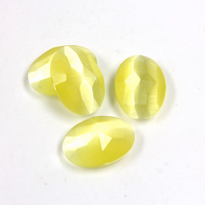 Fiber-Optic Flat Back Cabochon - Rauten Rose Oval 14x10MM CAT'S EYE YELLOW