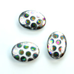 Glass Low Dome Buff Top Cabochon - Peacock Oval 18x13MM SHINY WHITE