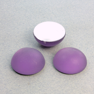 Plastic Flat Back Foiled Cabochon - Round 20MM MATTE LIGHT AMETHYST