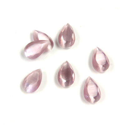 Fiber-Optic Flat Back Stone with Faceted Top and Table - Pear 10x6MM CAT'S EYE LT PURPLE