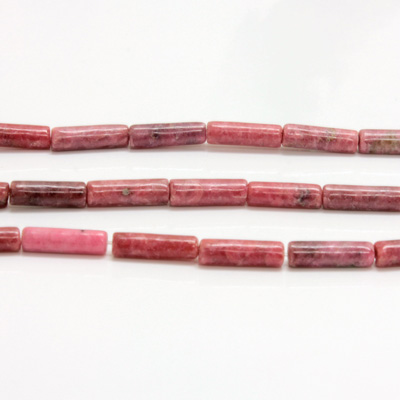 Gemstone Bead - Smooth Tube 13x4 RHODONITE