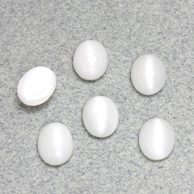 Glass Medium Dome Cabochon - Oval 10x8MM MOONSTONE WHITE