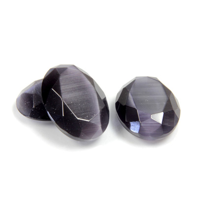 Fiber-Optic Flat Back Stone with Faceted Top and Table - Oval 18x13MM CAT'S EYE GREY