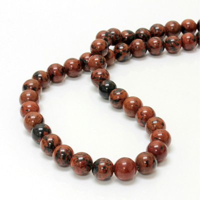 Gemstone Bead - Smooth Round 10MM RED OBSIDIAN