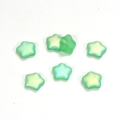 Czech Pressed Glass Bead - Star 08MM MATTE PERIDOT AB