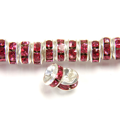 Czech Rhinestone Rondelle - Round Wavy 05MM FUCHSIA-SILVER