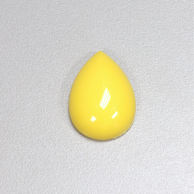 Plastic Flat Back Opaque Cabochon - Pear 25x18MM BRIGHT YELLOW