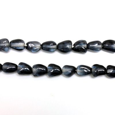 Czech Pressed Glass Bead - Coated Baroque Nugget 7x4MM COATED GREY-CRYSTAL 69011