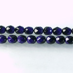 Czech Glass Fire Polish Bead - Round 06MM BLACK-DEEP BLUE 89100