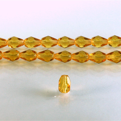 Czech Glass Fire Polish Bead - Pear 07x5MM TOPAZ