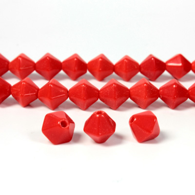 Czech Pressed Glass Bead - Smooth Bicone 08MM RED