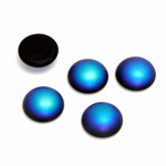 Glass Medium Dome Coated Cabochon - Round 11MM MATTE JET AB