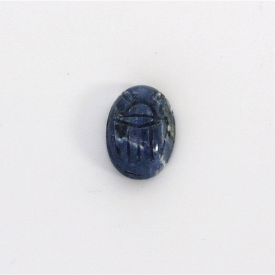 Gemstone Flat Back Carved Scarab 14x10MM SODALITE