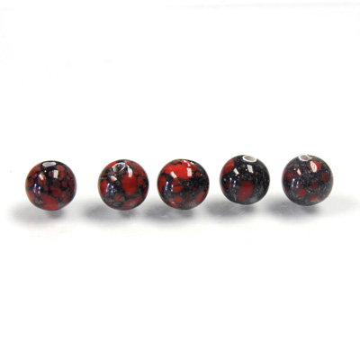 Czech Glass Lampwork Bead - Round 06MM RED MATRIX