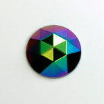 Glass Flat Back Rauten Rose - Round 20MM IRIS GREEN Coated