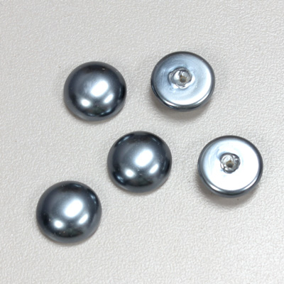 Glass Medium Dome Pearl Dipped Cabochon - Round 12MM DARK GREY