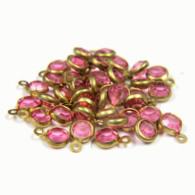 Plastic Channel Stone in Setting with 1 Loop 4MM ROSE-Brass