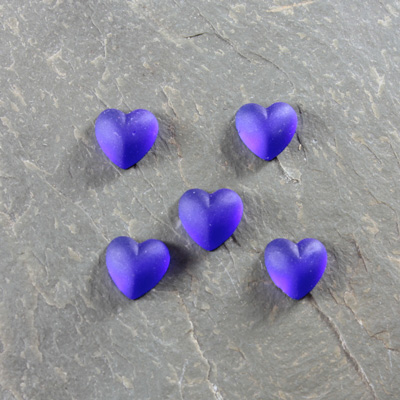 Glass Cabochon - Heart 08MM MATTE SAPPHIRE Foiled