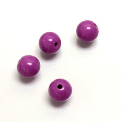 Plastic Bead - Opaque Color Smooth Round 10MM BRIGHT PURPLE