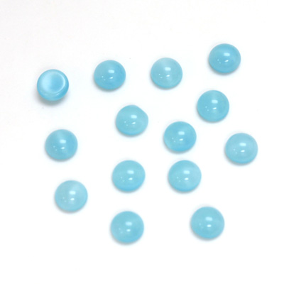 Glass Medium Dome Cabochon - Round 05MM MOONSTONE AQUA