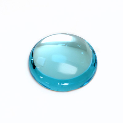 Glass Medium Dome Foiled Cabochon - Round 25MM AQUA