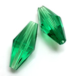 Plastic Bead -  Faceted Elongated Bicone 30x14MM EMERALD