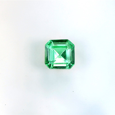 Glass Point Back Foiled Tin Table Cut (TTC) Stone - Square Octagon 08x8MM PERIDOT