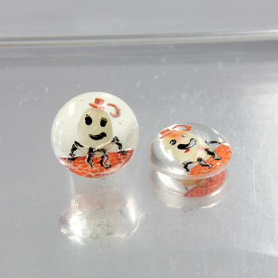 Glass Crystal Painting with Carved Intaglio Humpty Dumpty Round 13MM NATURAL on CRYSTAL