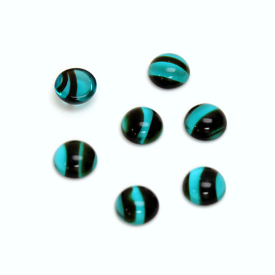 Glass Medium Dome Cabochon - Round 07MM BLUE TORTOISE