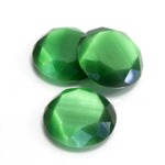 Fiber-Optic Flat Back Stone with Faceted Top and Table - Round 18MM CAT'S EYE GREEN