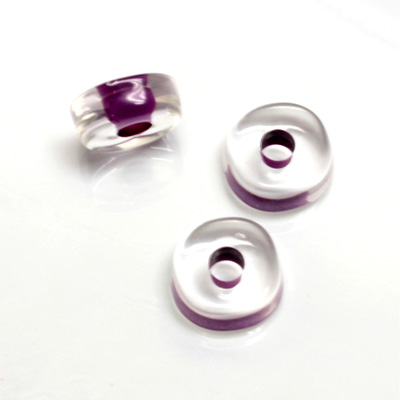 Plastic Bead - Color Lined Smooth Large Hole - Round 5x14MM CRYSTAL PURPLE LINE