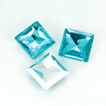 Plastic Point Back Foiled Stone - Square 14x14MM AQUA