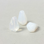 Czech Pressed Glass Bead - Faceted Pear 15x10MM OPAL WHITE