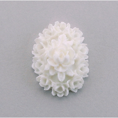 Plastic Carved Flower - Cluster Oval 25x18MM WHITE