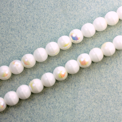 Czech Pressed Glass Bead - Smooth Round 06MM CHALKWHITE AB