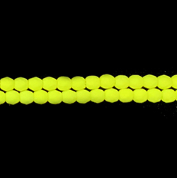 Czech Glass Fire Polish Bead - Round 04MM COATED NEON YELLOW