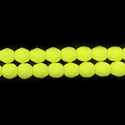 Czech Glass Fire Polish Bead - Round 06MM COATED NEON YELLOW