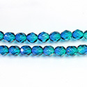 Czech Glass Fire Polish Bead - Round 07MM BLUE-GREEN 48665