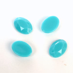 Plastic Flat Back Rose Cut Rhinestone - Oval 14x10MM TURQUOISE