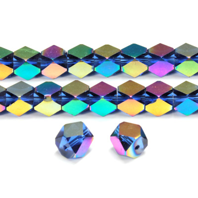 Cut Crystal Bead - Cube 8x8MM SAPPHIRE IRIS