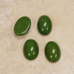 Glass Medium Dome Opaque Cabochon - Oval 14x10MM FOREST GREEN