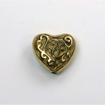 Metalized Plastic Engraved Bead - Heart 16x14MM ANT GOLD
