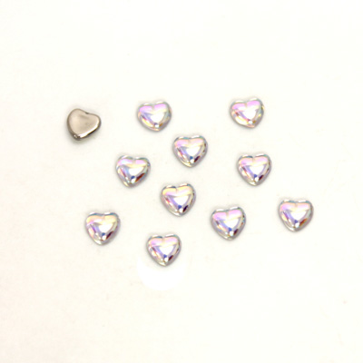 Glass Medium Dome Foiled Cabochon - Heart 04x4MM CRYSTAL AB