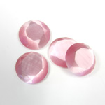 Fiber-Optic Flat Back Stone with Faceted Top and Table - Round 13MM CAT'S EYE LT PINK