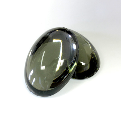 Plastic Flat Back Foiled Cabochon - Oval 25x18MM BLACK DIAMOND