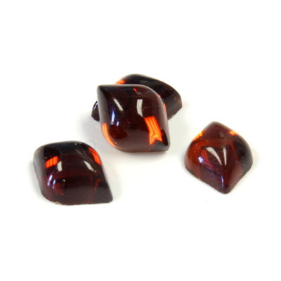 Glass Lampwork High Dome Foiled Cabochon - Fancy Navette 11x8MM MADEIRA TOPAZ