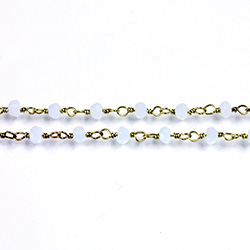 Indian Crystal Linked Bead Chain - Rondelle 2x3MM ALABASTER-Brass