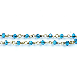 Indian Crystal Linked Bead Chain - Rondelle 2x3MM ZIRCON-Brass